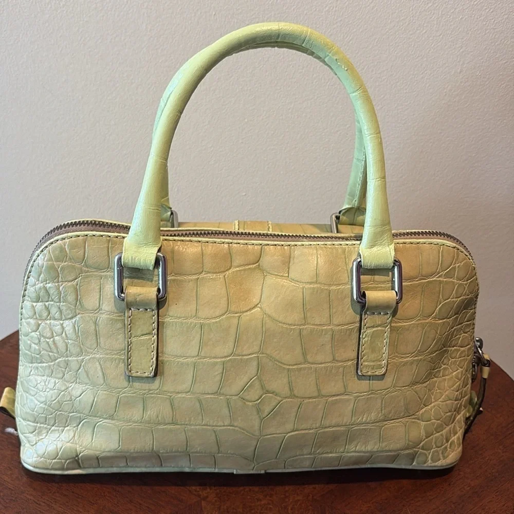 Dooney & Bourke  Vintage  alligator Satchel  Leather  Lt. Green  Front pocket